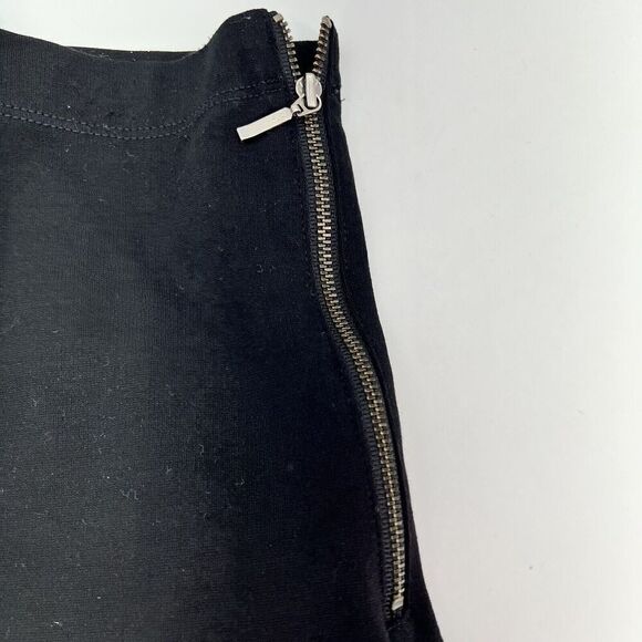 Eileen Fisher Black Stretch Knit Pants Pull On Cropped Ankle Zip, Size S - Picture 2 of 4